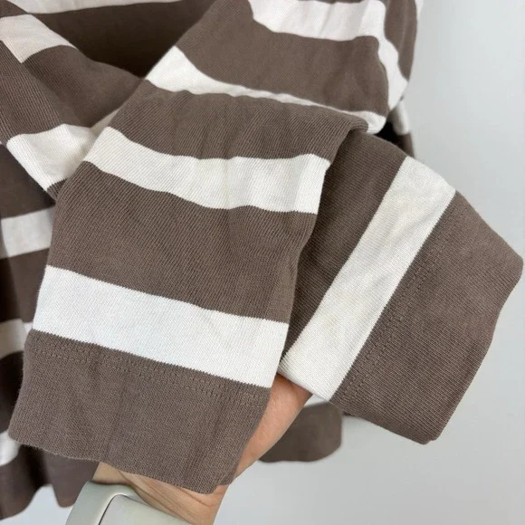AYR The Early Mornings Striped Top Womens M Brown Ivory - Picture 7 of 12